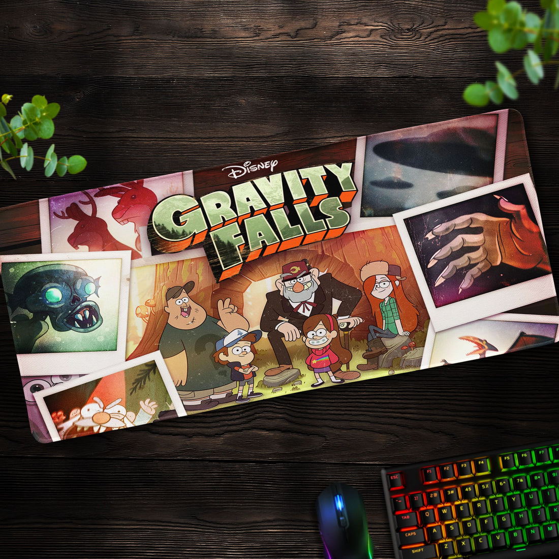 Gravity Falls Polaroid Desk Mat, Mystery Shack Mouse Pad