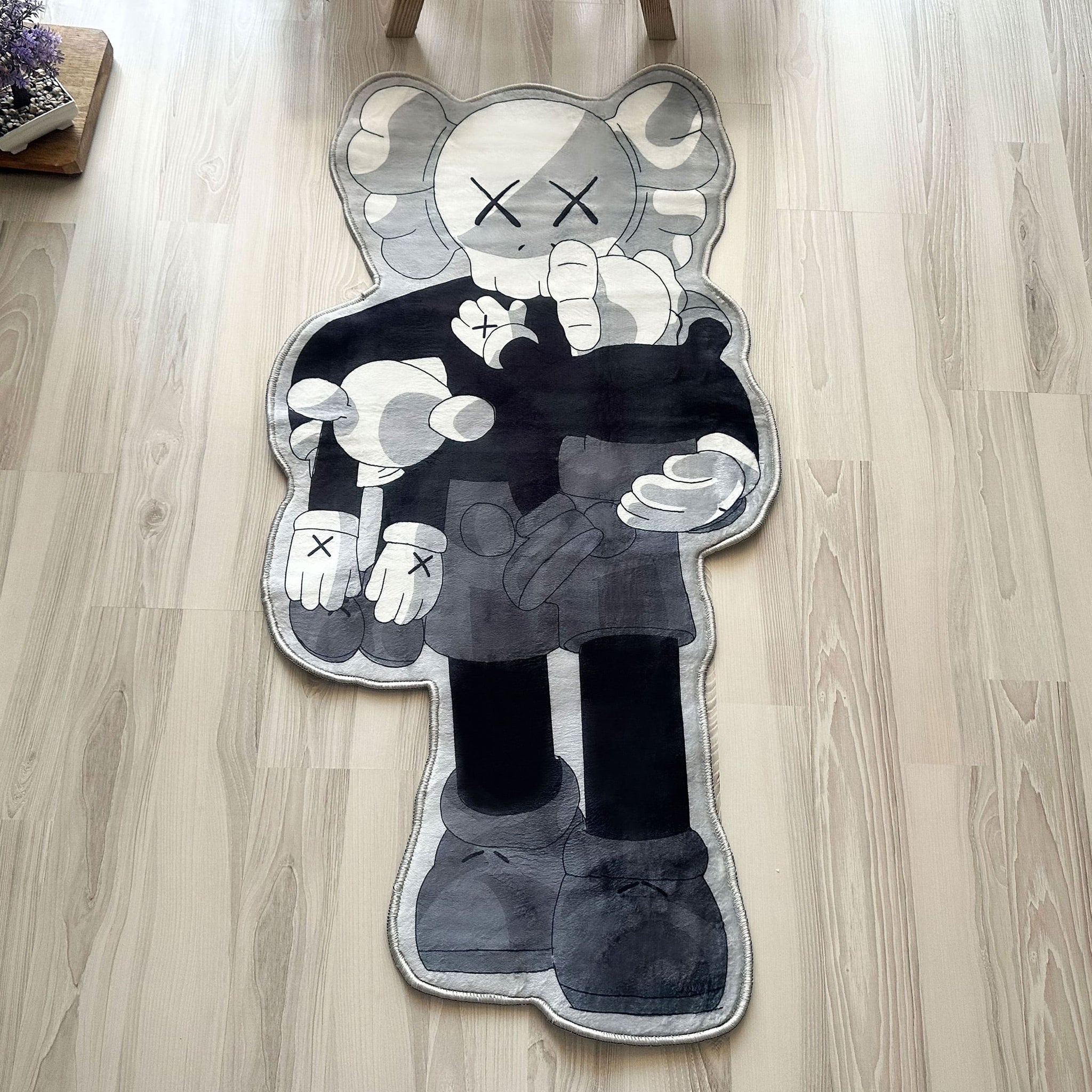 Gray KAWS Child Figure Shaped Soft Rug