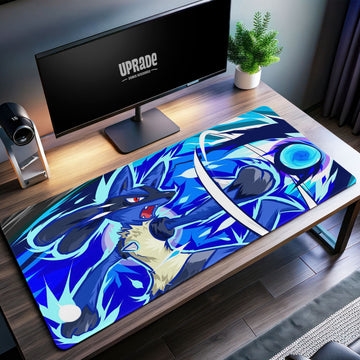 Lucario Aura Strike Desk Mat, Pokémon Battle Mouse Pad