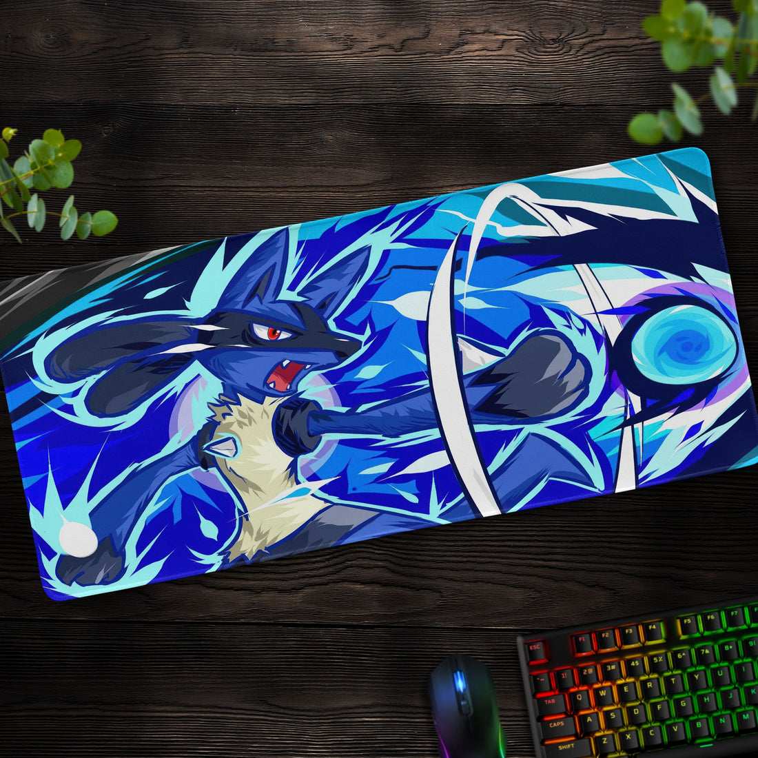 Lucario Aura Strike Desk Mat, Pokémon Battle Mouse Pad