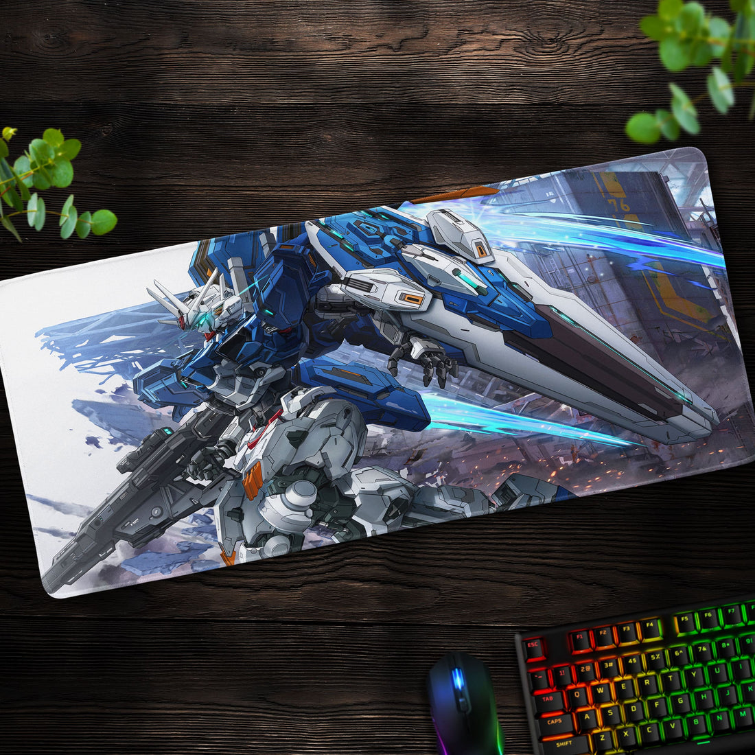 RX Gundam Battle Stance Desk Mat, Mobile Suit Mecha Mouse Pad