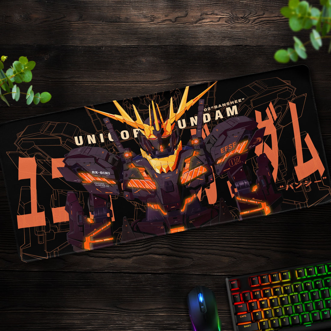 Gundam Banshee Desk Mat, RX-0 Unicorn Gundam Mouse Pad