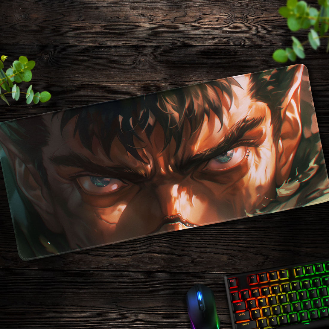 Guts' Intense Stare Desk Mat, Berserk Mouse Pad