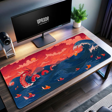 Gyarados Ocean Battle Desk Mat, Epic Pokémon Wave Mouse Pad