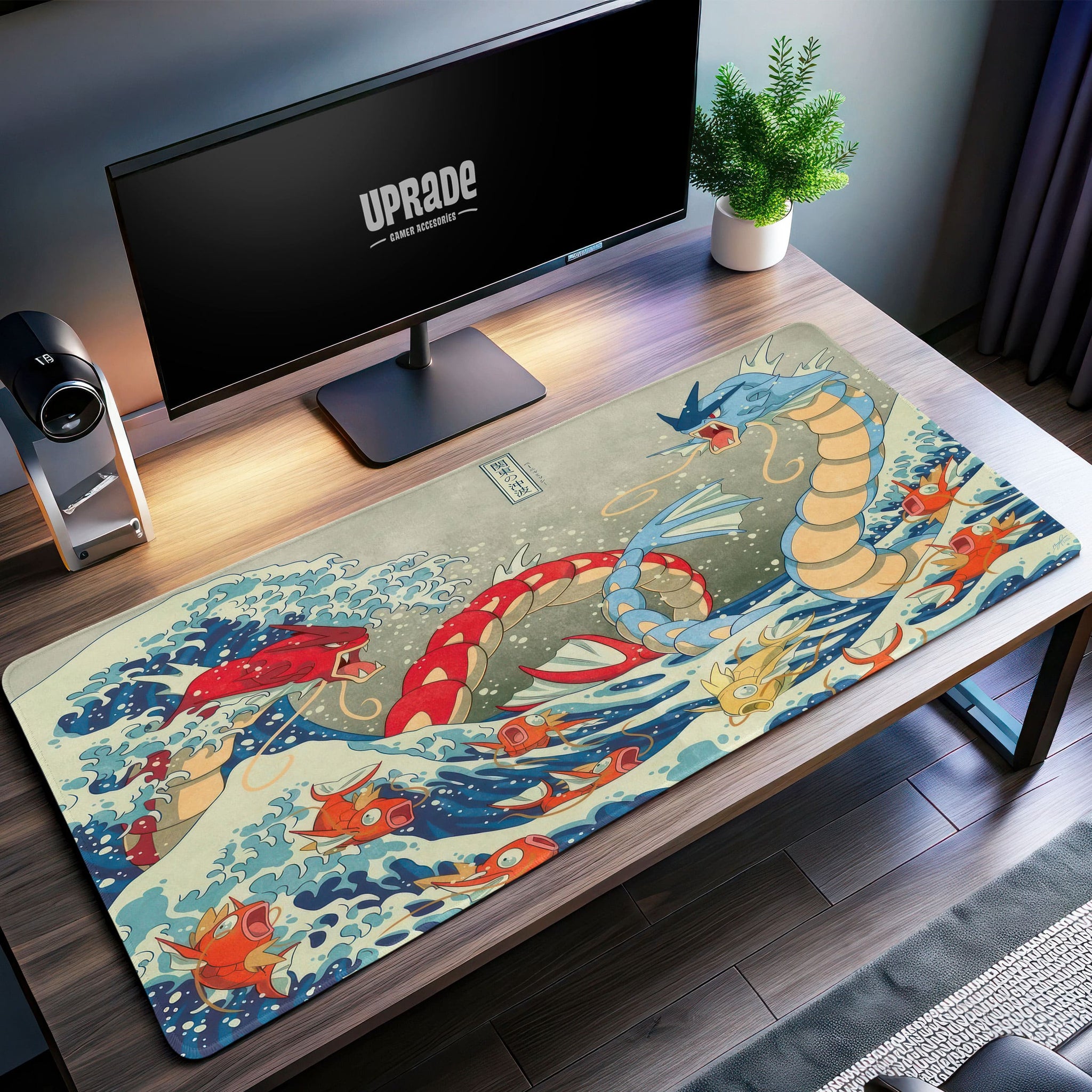 Gyarados vs Magikarp Desk Mat, Epic Pokémon Wave Mouse Pad