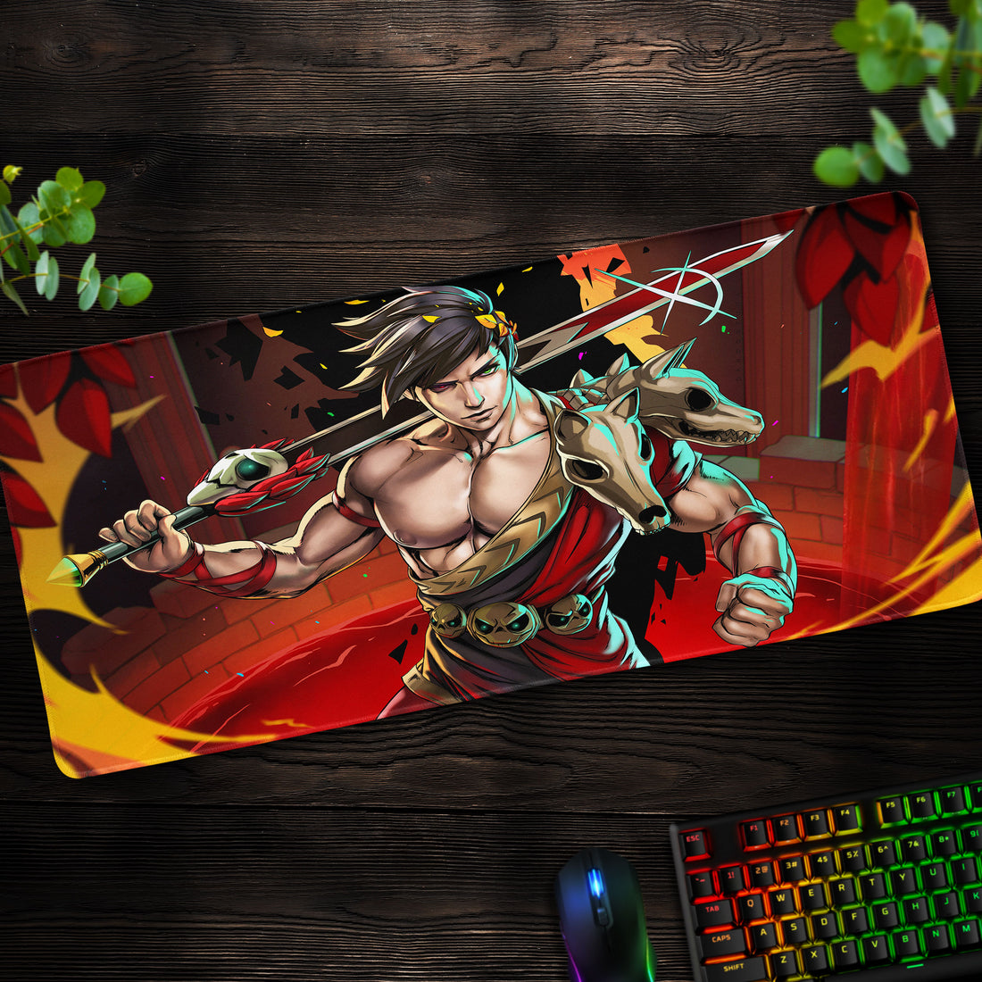 Hades Zagreus Desk Mat, Underworld Warrior Mouse Pad