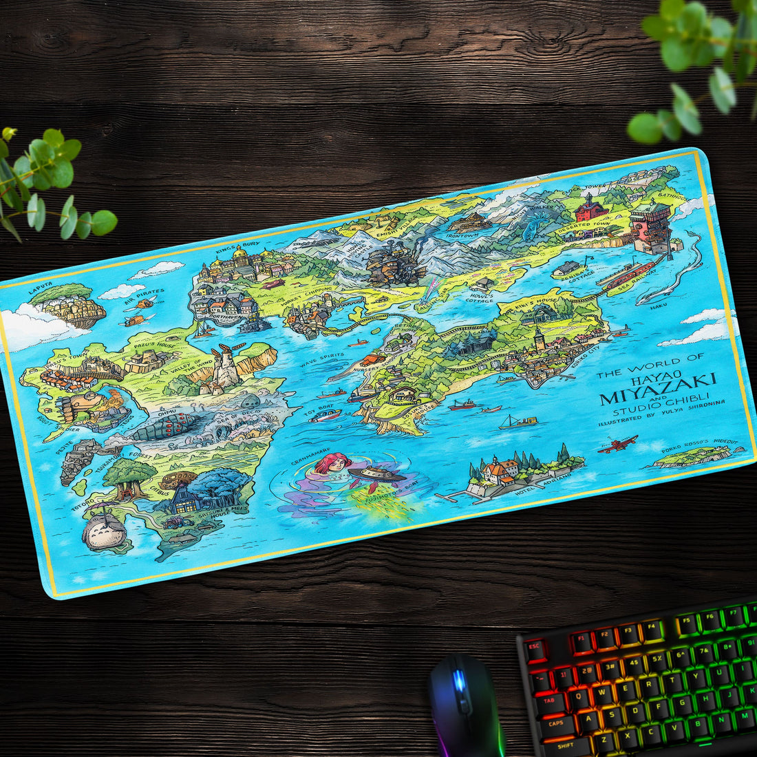 Miyazaki World Map Desk Mat, Studio Ghibli Mouse Pad