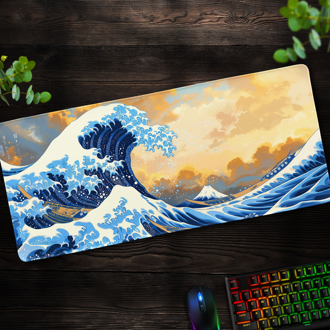 The Great Wave Desk Mat, Hokusai-Inspired Mouse Pad