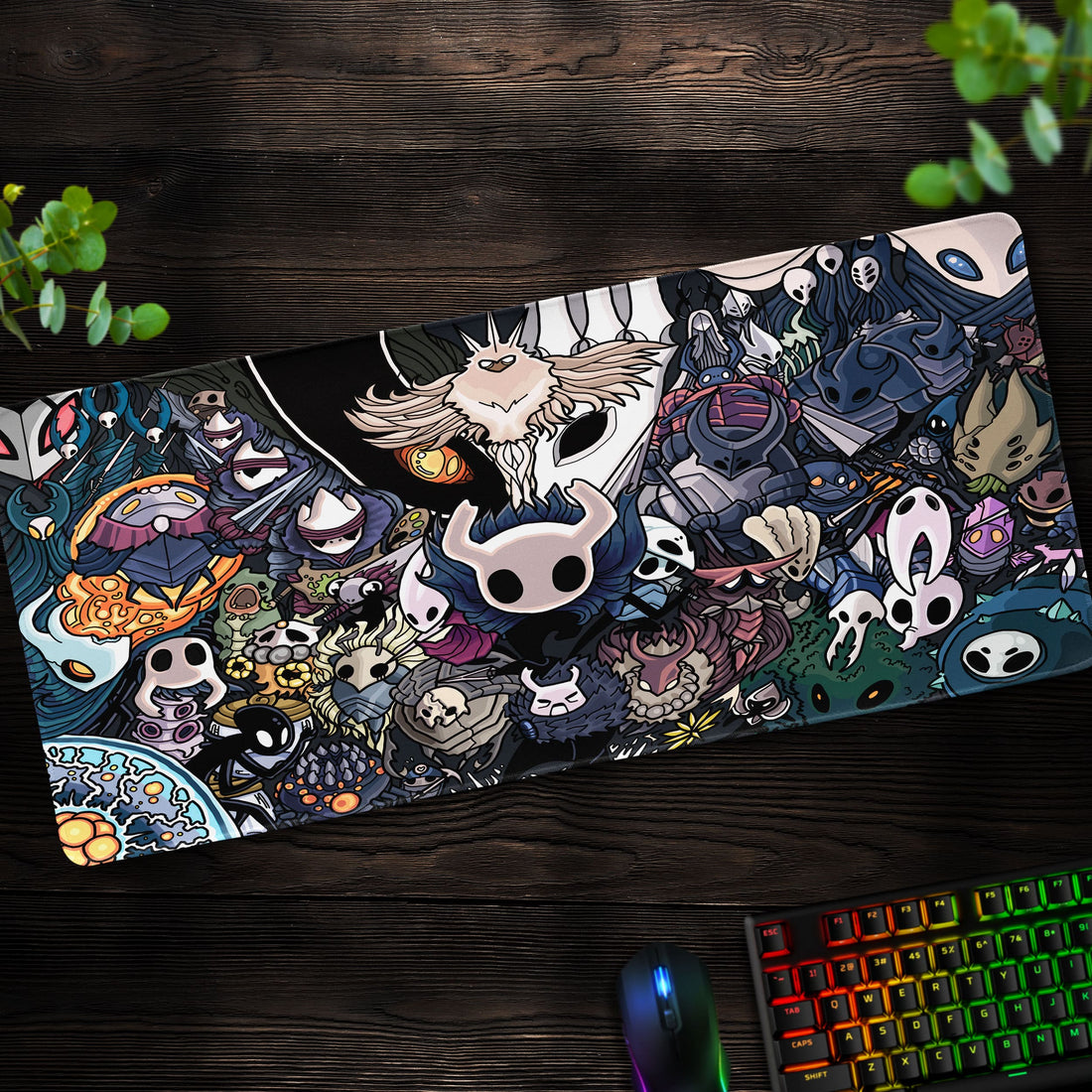 Hollow Knight Character Collage Desk Mat, Hallownest Mouse Pad