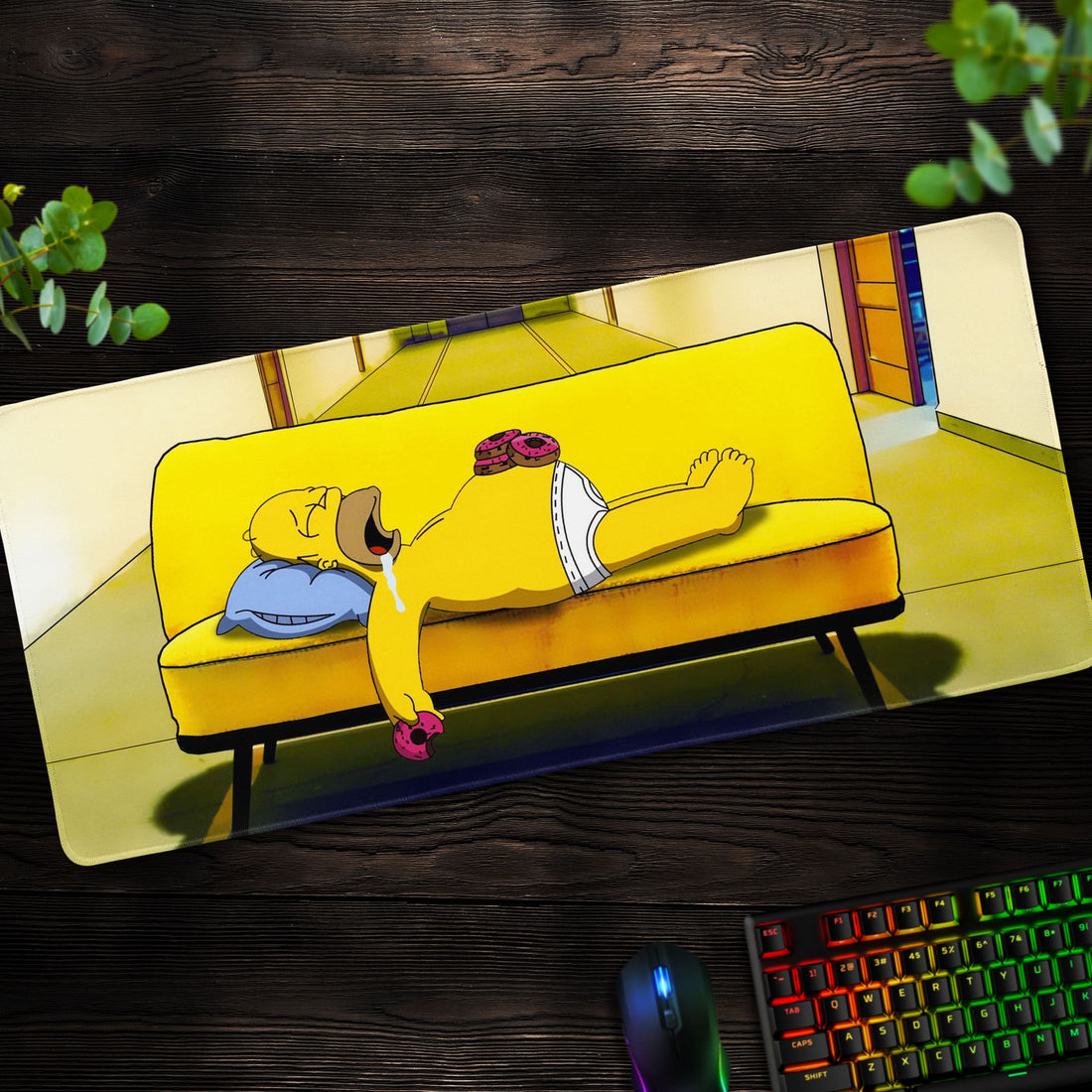 Homer Couch Nap Desk Mat, Simpsons Donut Mouse Pad