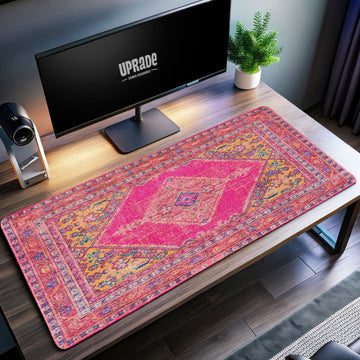 Kräftige rosa Perser Schreibtischunterlage, Mauspad mit Boho-Muster