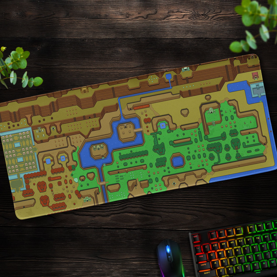 Hyrule Overworld Map Desk Mat, Zelda Retro Adventure Mouse Pad