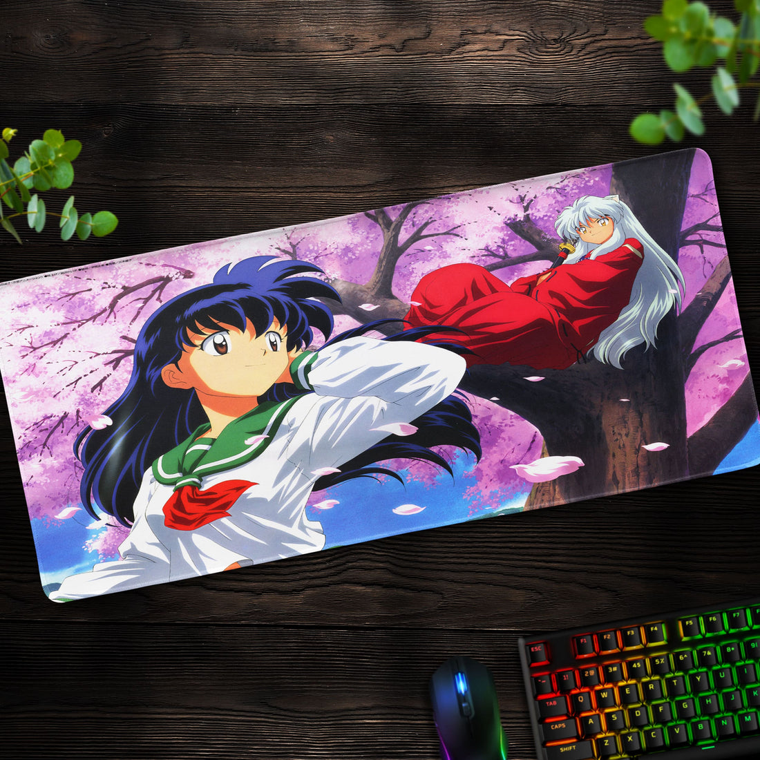 Cherry Blossom Serenity Desk Mat, Inuyasha Mouse Pad