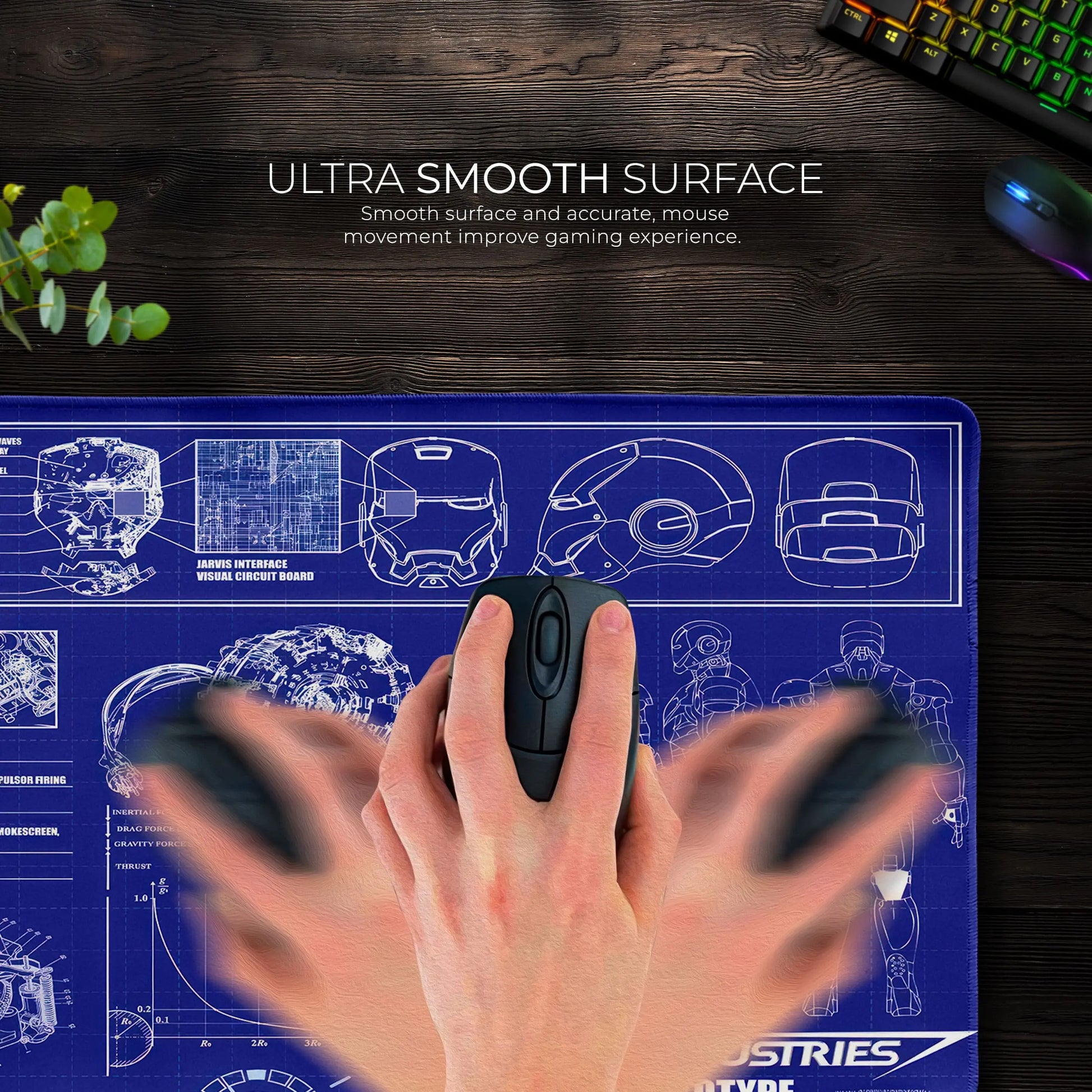 Iron Man Blueprint Desk Mat, Stark Industries Mark 6 Mouse Pad - Cocoon Markt