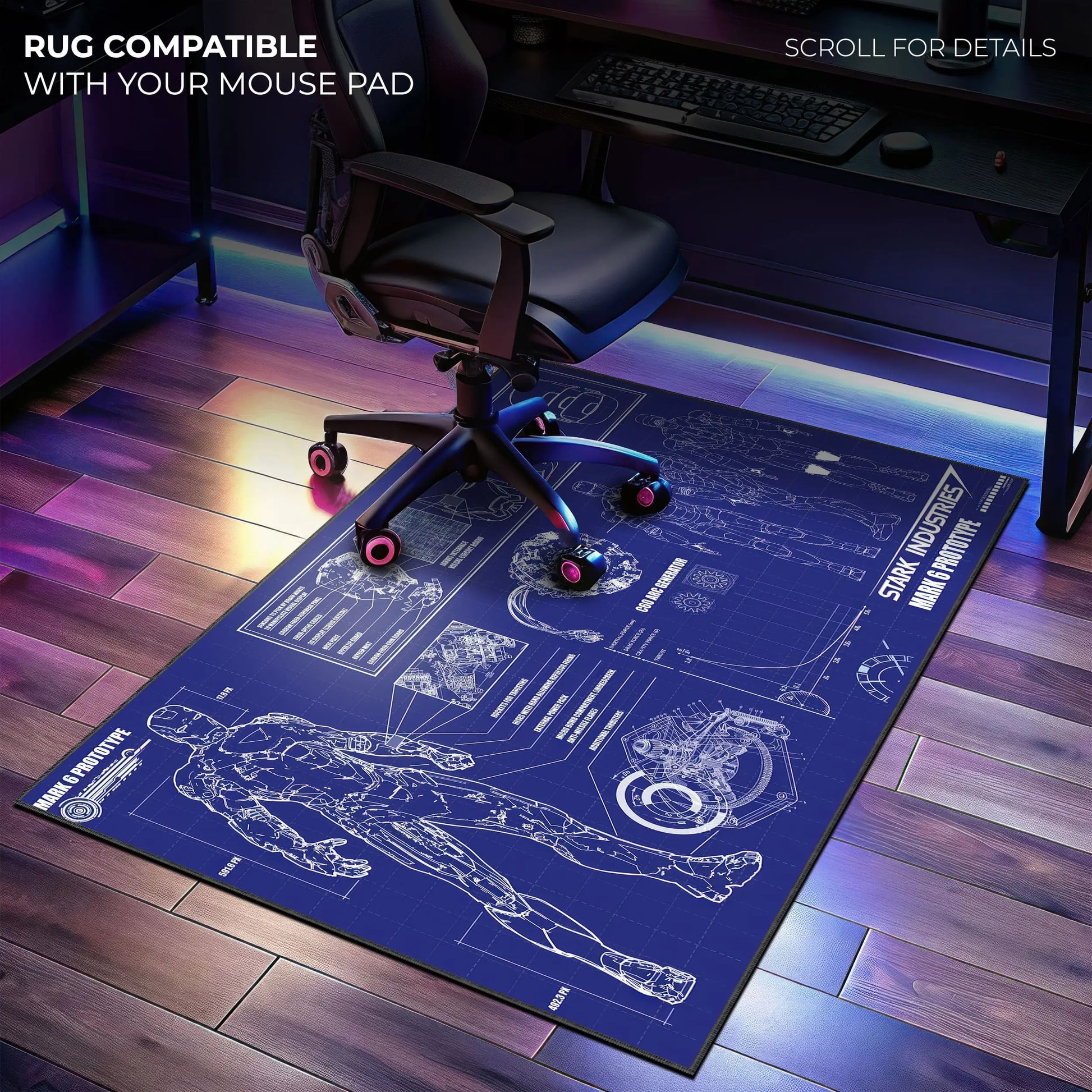 Iron Man Blueprint Desk Mat, Stark Industries Mark 6 Mouse Pad - Cocoon Markt