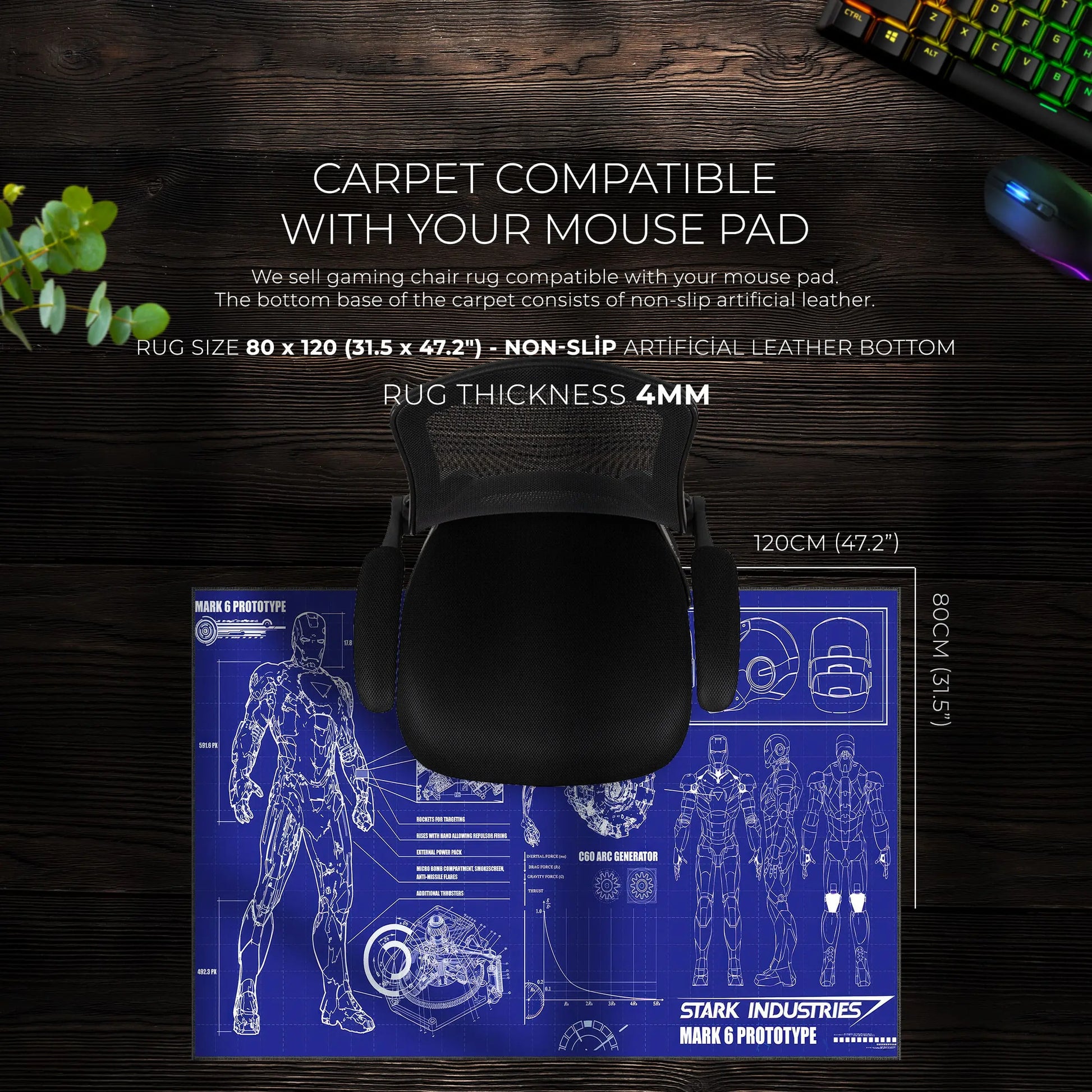 Iron Man Blueprint Desk Mat, Stark Industries Mark 6 Mouse Pad - Cocoon Markt