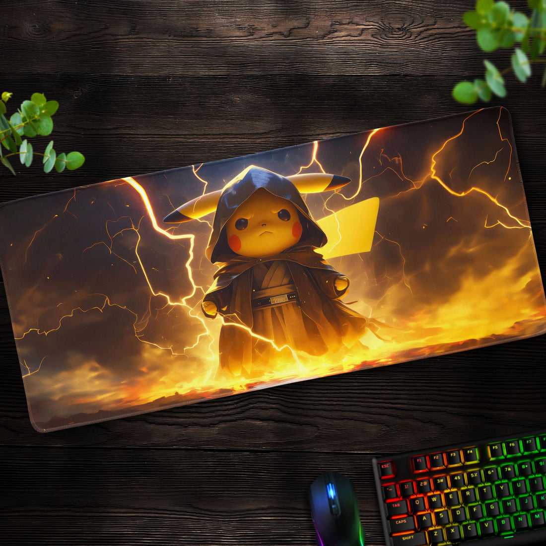 Jedi Pikachu Desk Mat, Lightning Force Mouse Pad