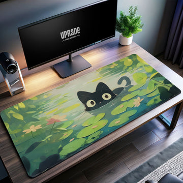 Jiji in Lily Pond Desk Mat, Studio Ghibli Cat Mouse Pad