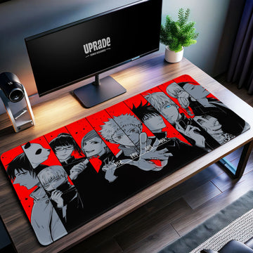 Jujutsu Kaisen Red & Black Desk Mat, Anime Mouse Pad