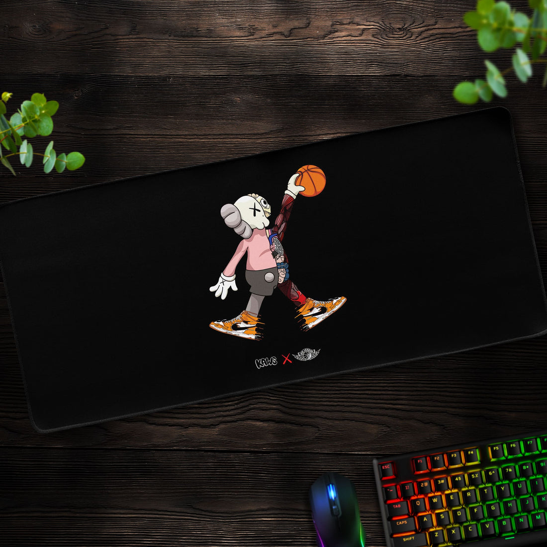 KAWS Basketball Desk Mat, Art-Inspired Mouse Pad