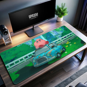 Kirby Car Ride Desk Mat, Green Hills Mouse Pad