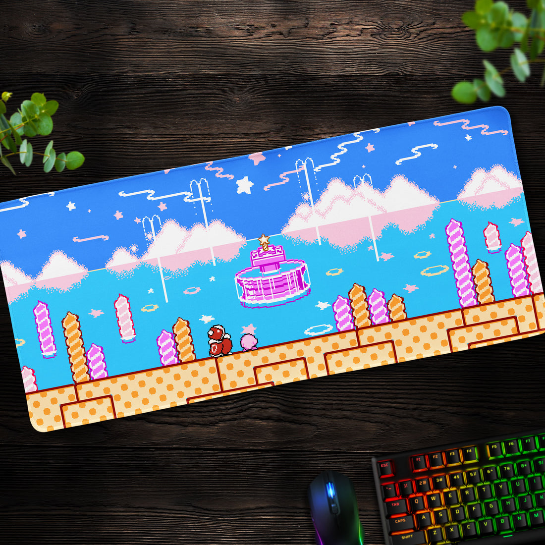 Kirby Dreamland Retro Desk Mat, Pixel Art Mouse Pad