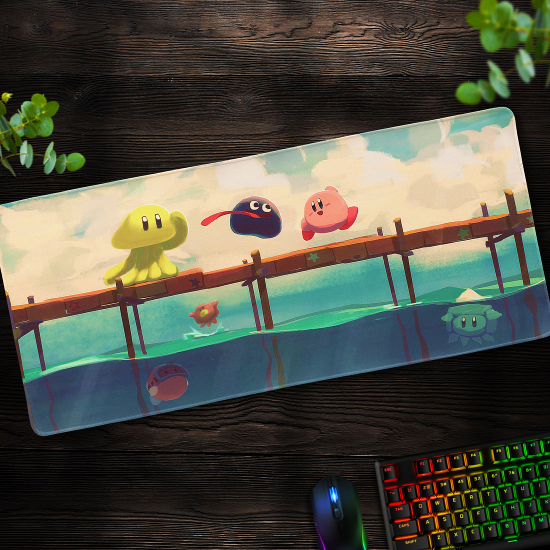 Kirby Ocean Adventure Desk Mat, Seaside Dock Mouse Pad