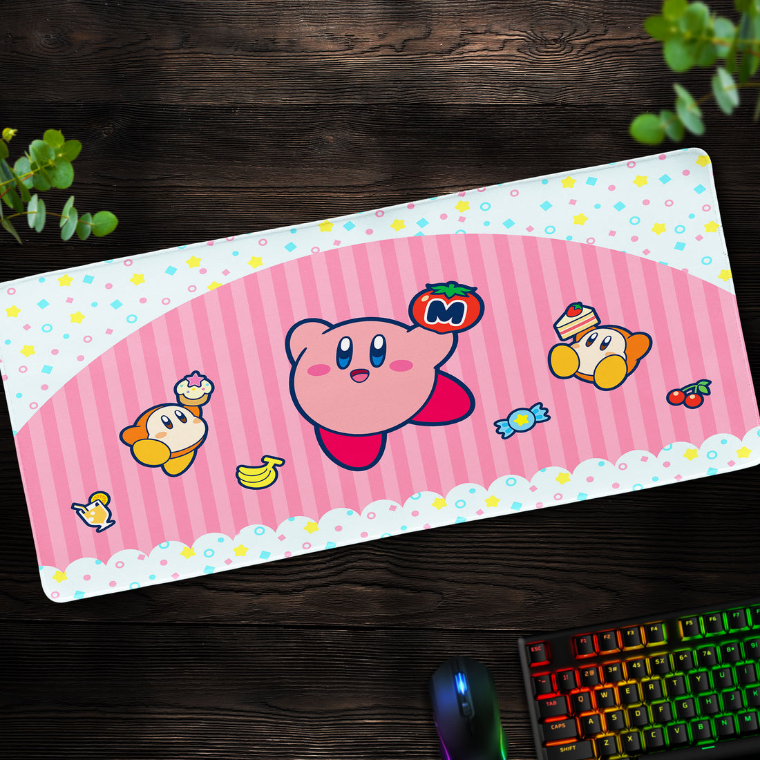 Kirby Snack Time Desk Mat, Cute Gaming Mouse Pad