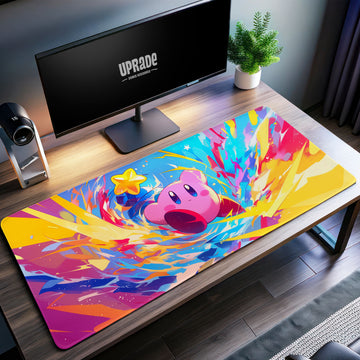 Kirby Starburst Journey Desk Mat, Colorful Mouse Pad