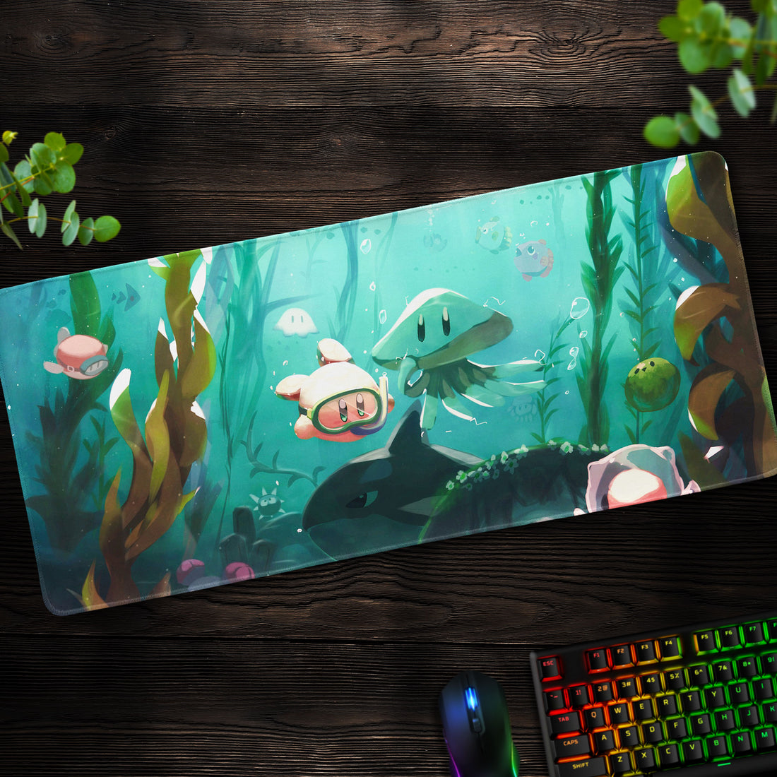 Kirby Underwater World Desk Mat, Ocean Adventure Mouse Pad