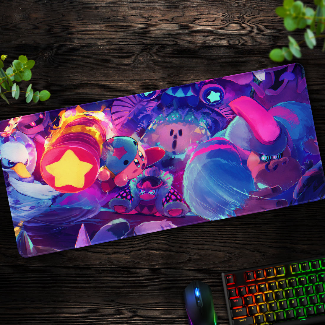 Kirby's Dream Battle Desk Mat, Star Hammer Mouse Pad