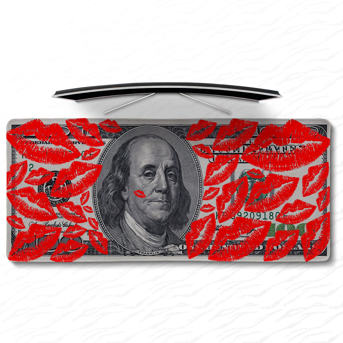 Kissed 100 Dollar Schreibtischunterlage, stylisches Benjamin Franklin Mauspad