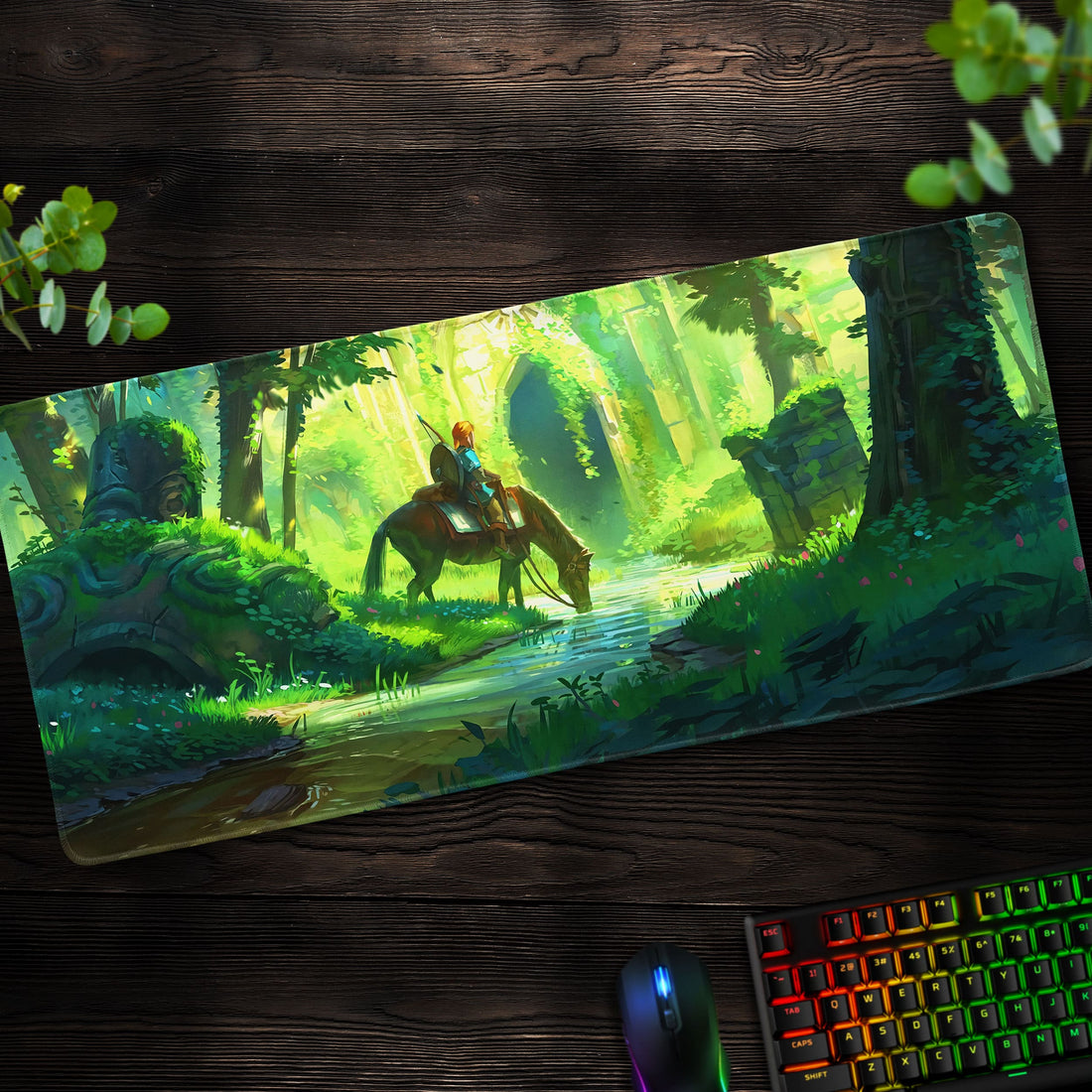 Zelda Forest Journey Desk Mat, Link’s Adventure Mouse Pad