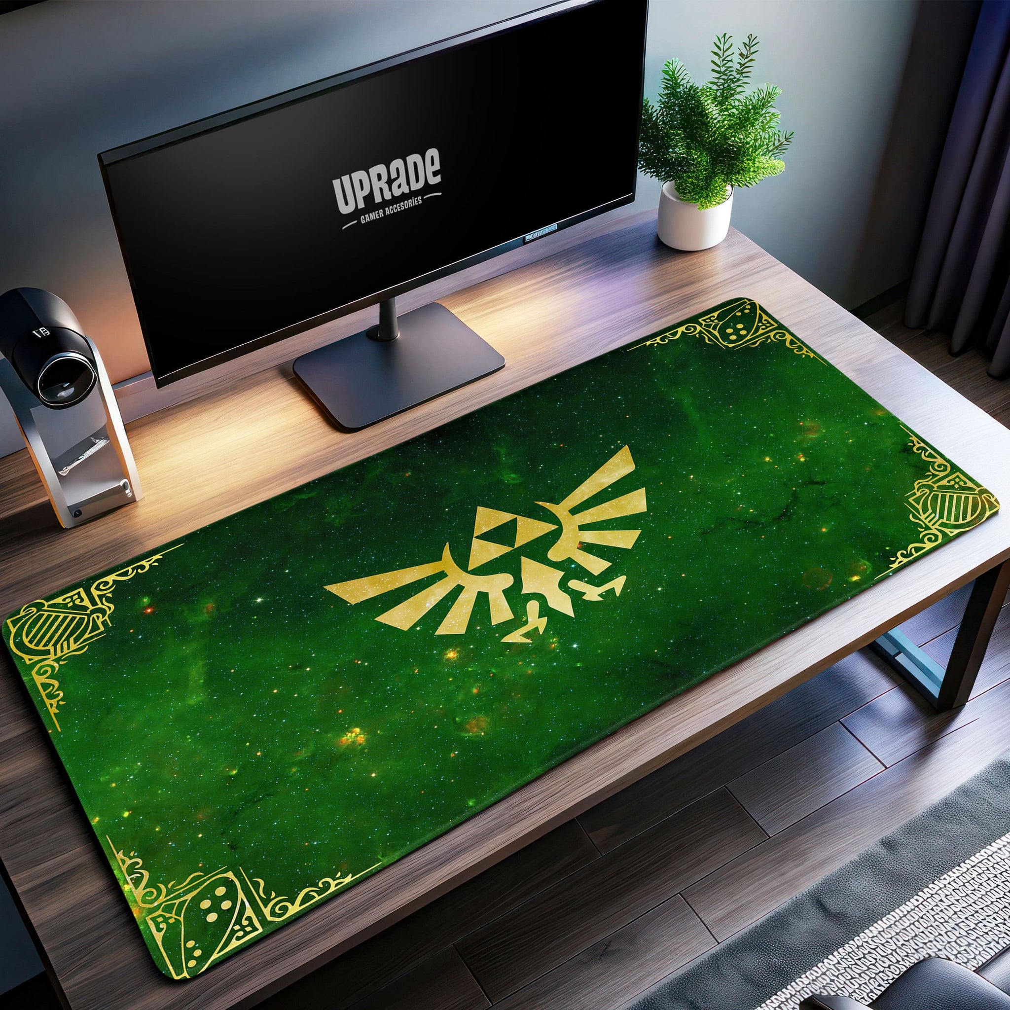 Zelda Hylian Crest Galaxy Desk Mat, Hyrule Emblem Mouse Pad