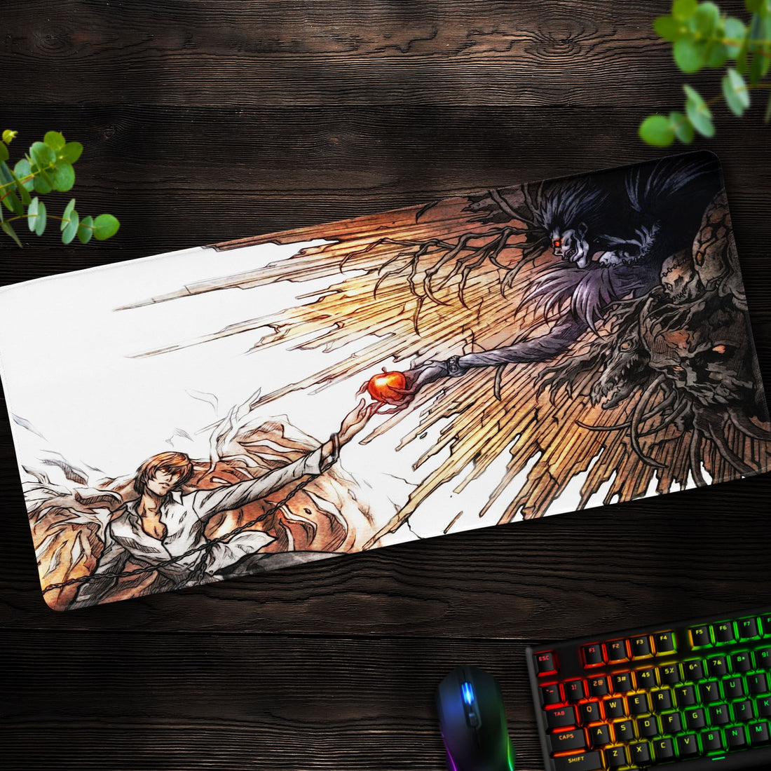 Light & Ryuk Desk Mat, Death Note Inspired Mouse Pad