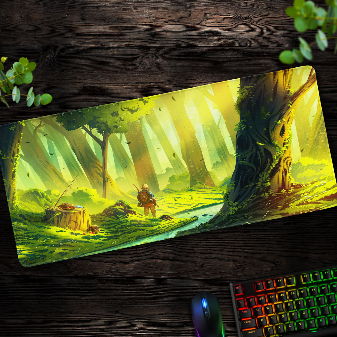 Link’s Enchanted Forest Desk Mat, Zelda Adventure Mouse Pad