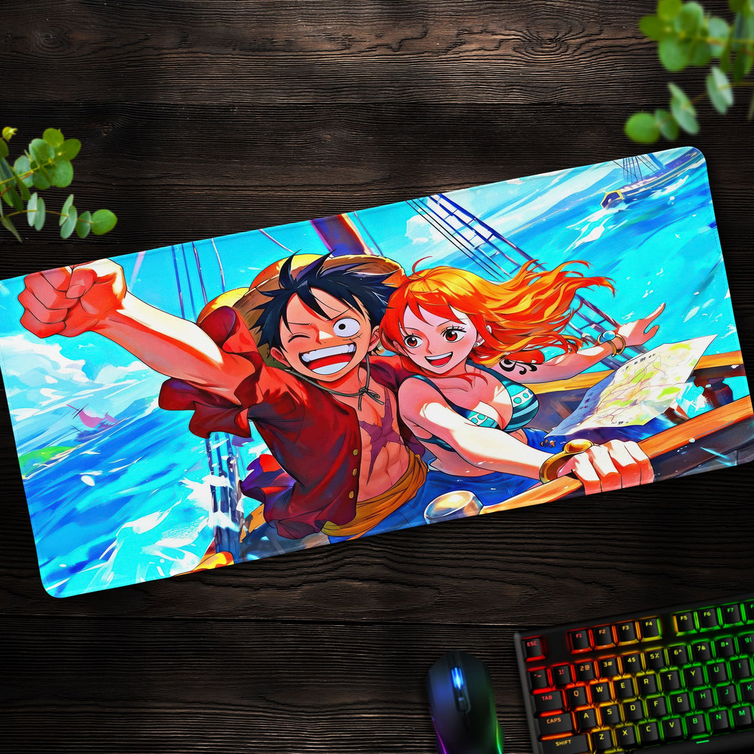 One Piece Luffy and Nami Desk Mat, Adventure Mouse Pad