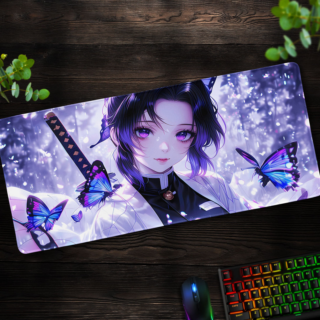 Shinobu Kocho Butterfly Desk Mat, Demon Slayer Mouse Pad