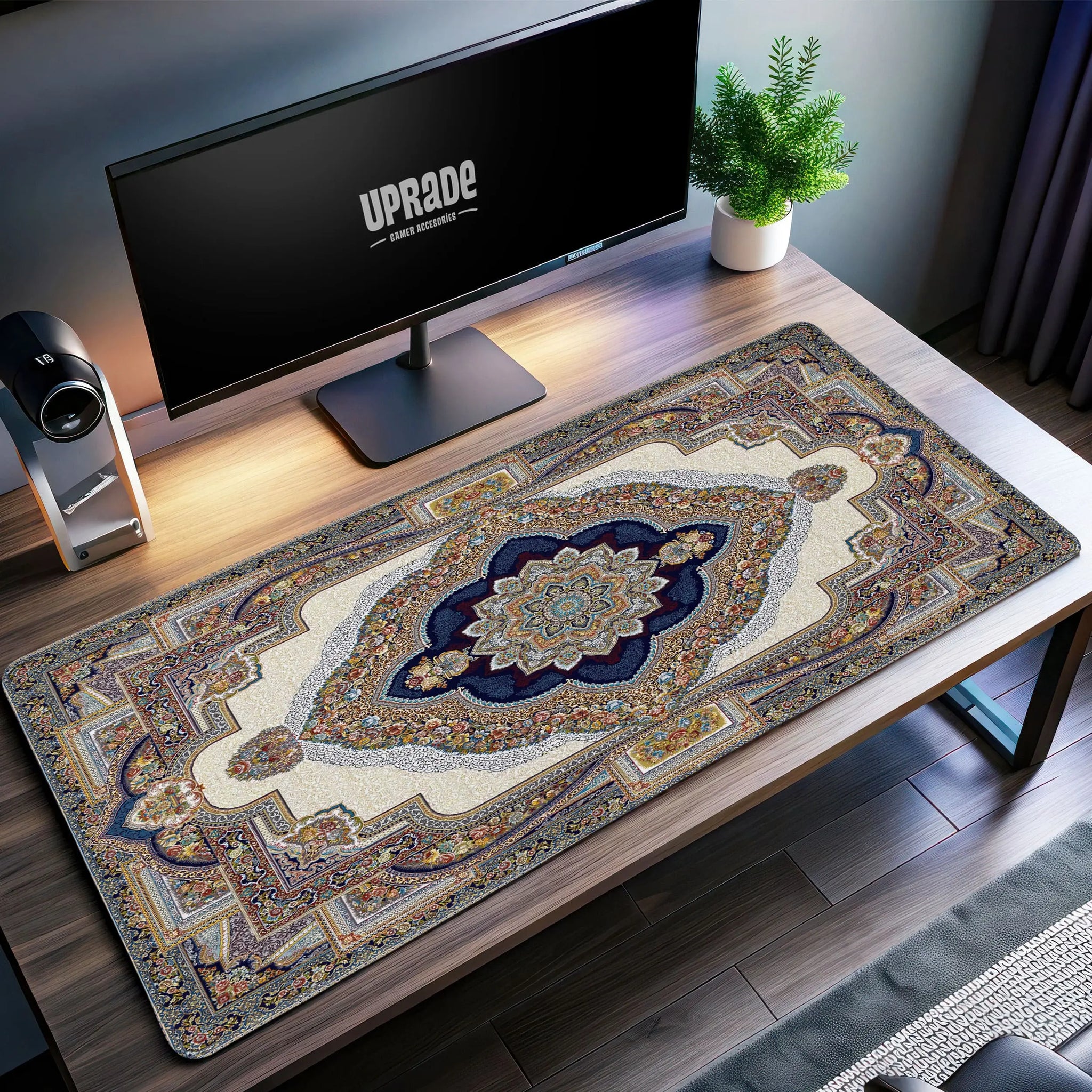 Elegant Persian Blue Desk Mat, Ornate Rug Mouse Pad - Cocoon Markt