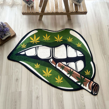 Marijuana Lip Weed Leaf Shaped Soft Rug