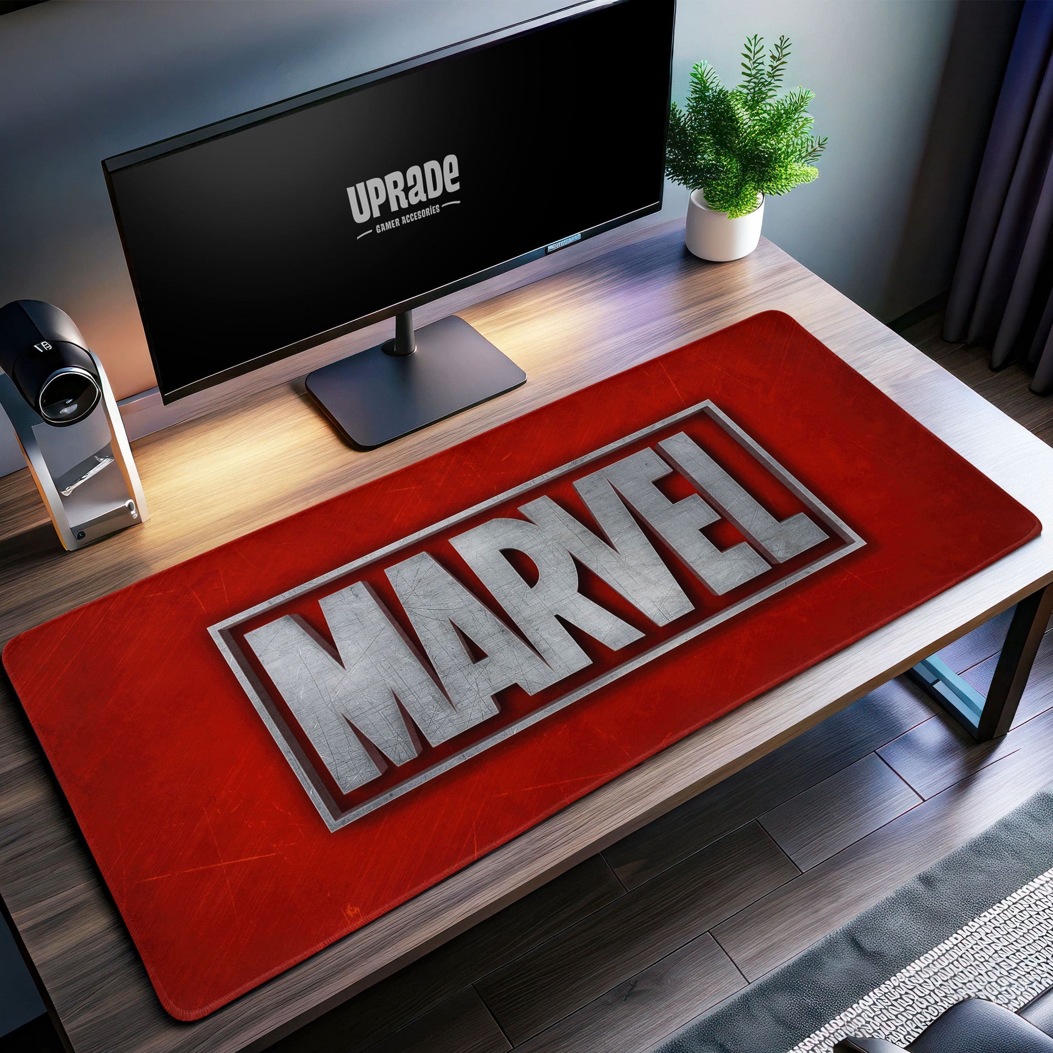 Marvel Metal Logo Desk Mat, Red Marvel Mouse Pad