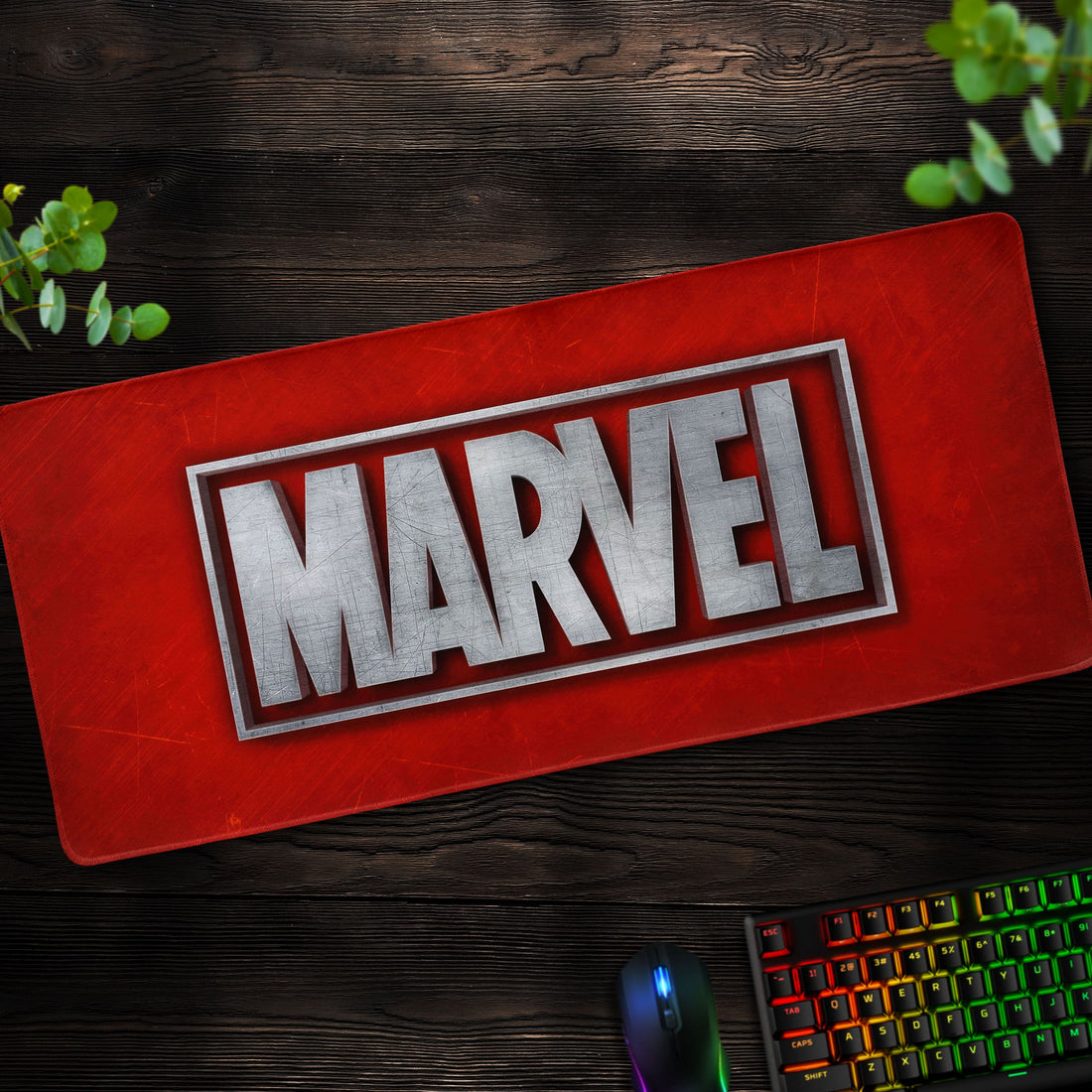 Marvel Metal Logo Desk Mat, Red Marvel Mouse Pad