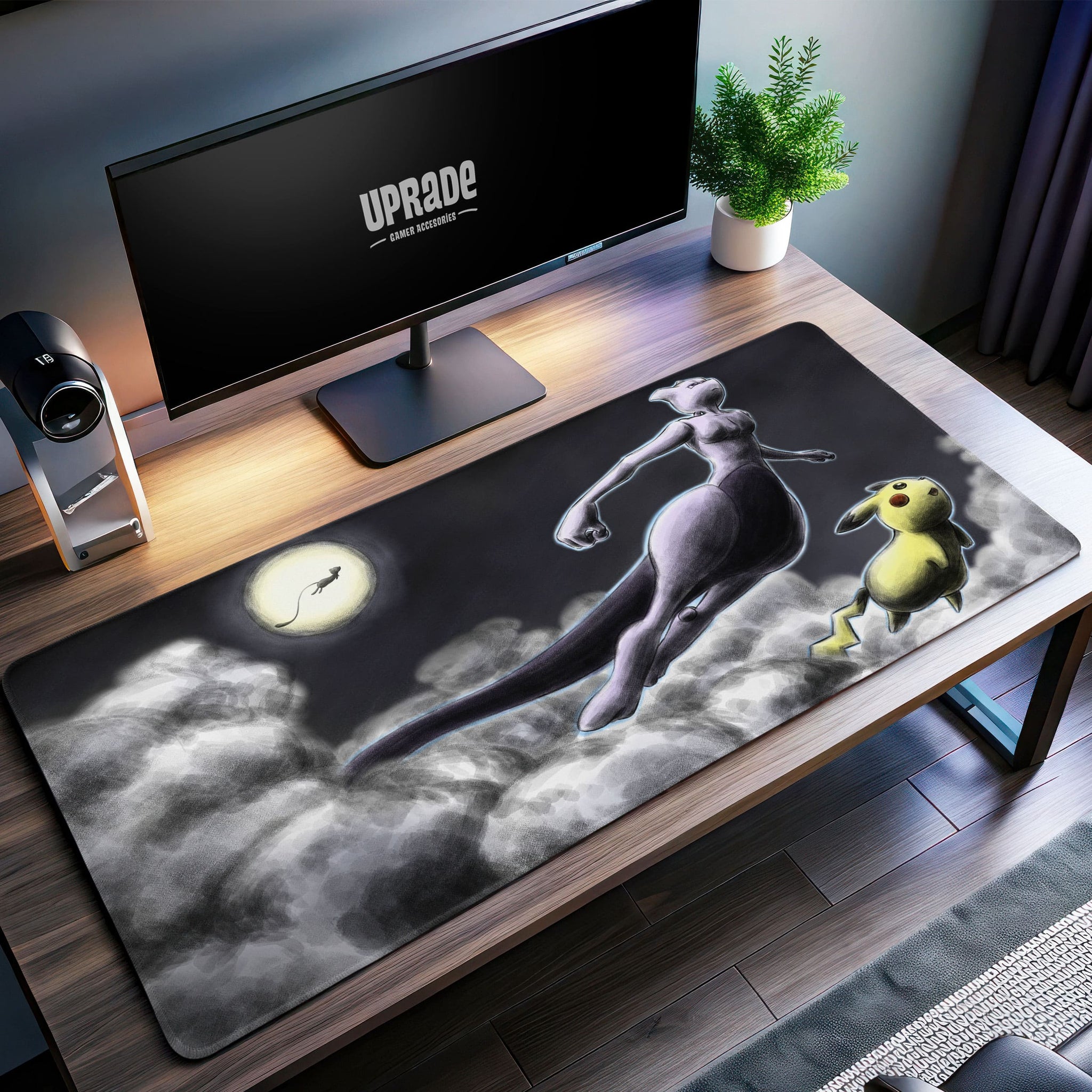 Mewtwo Moonlit Quest Desk Mat, Legendary Mouse Pad