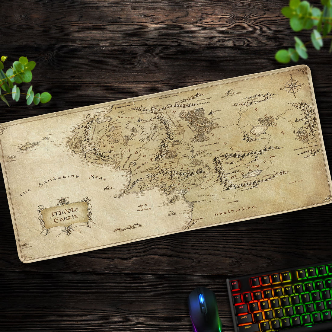 Middle Earth Map Desk Mat, LOTR Mouse Pad