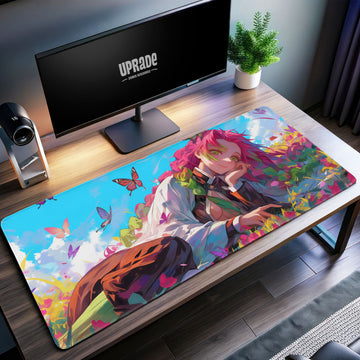 Mitsuri Kanroji Butterfly Meadow Desk Mat, Demon Slayer Mouse Pad