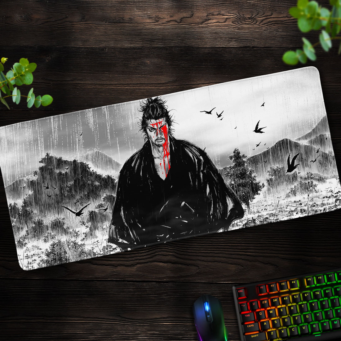 Miyamoto Musashi Desk Mat, Vagabond Samurai Mouse Pad