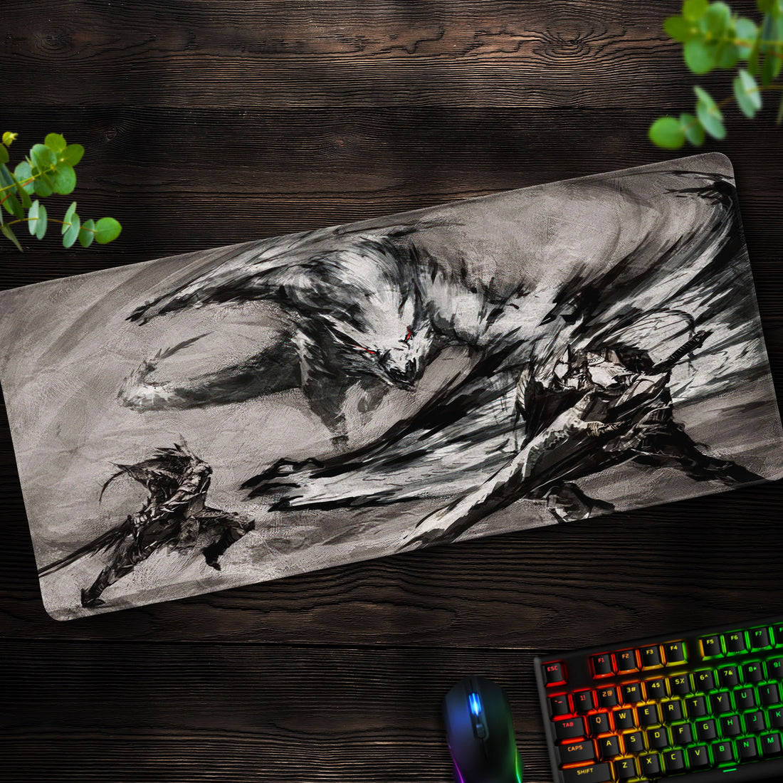 Monster Hunter Inked Nargacuga Desk Mat, Artistic Mouse Pad