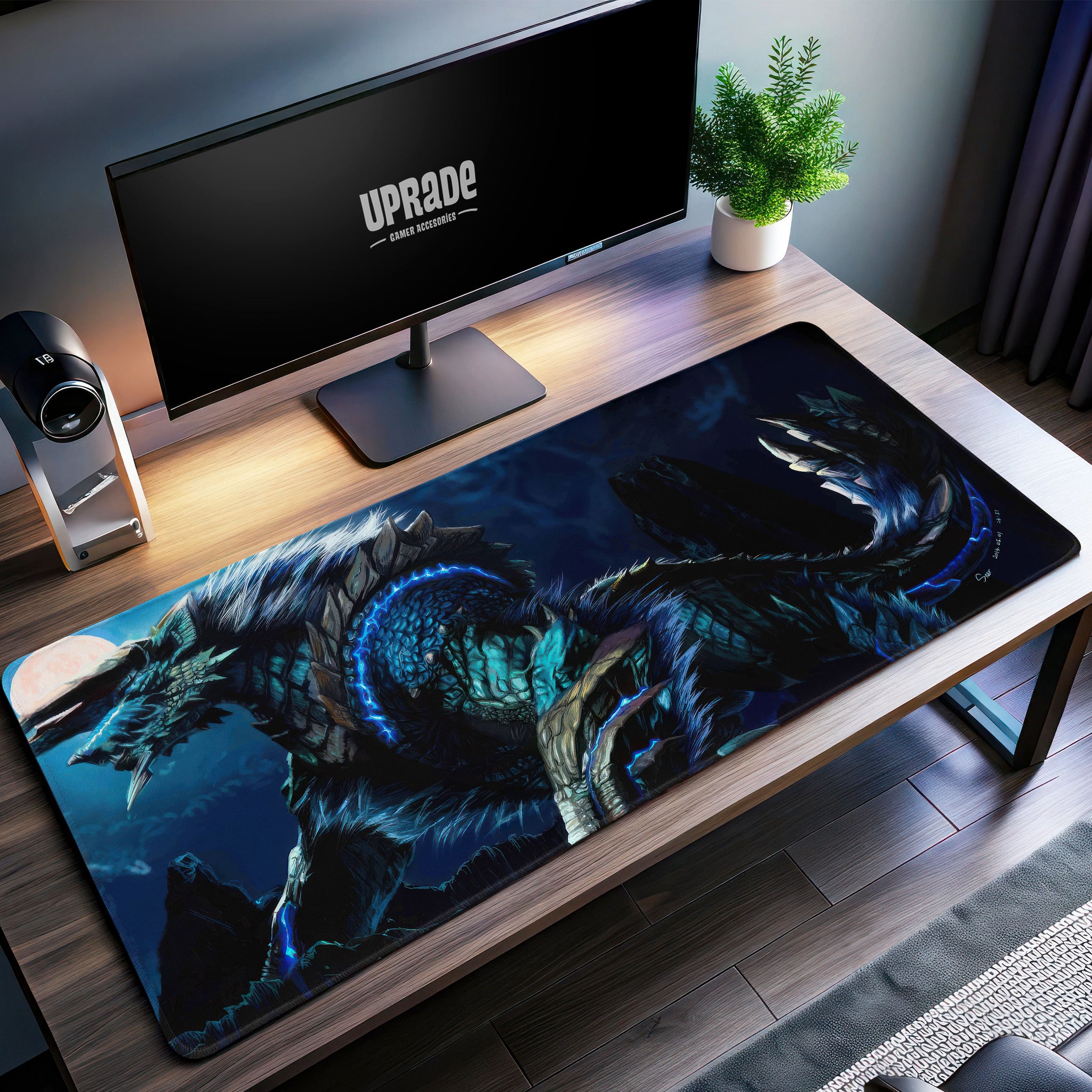 Monster Hunter Moonlit Zinogre Desk Mat, Electric Beast Mouse Pad - Cocoon Markt