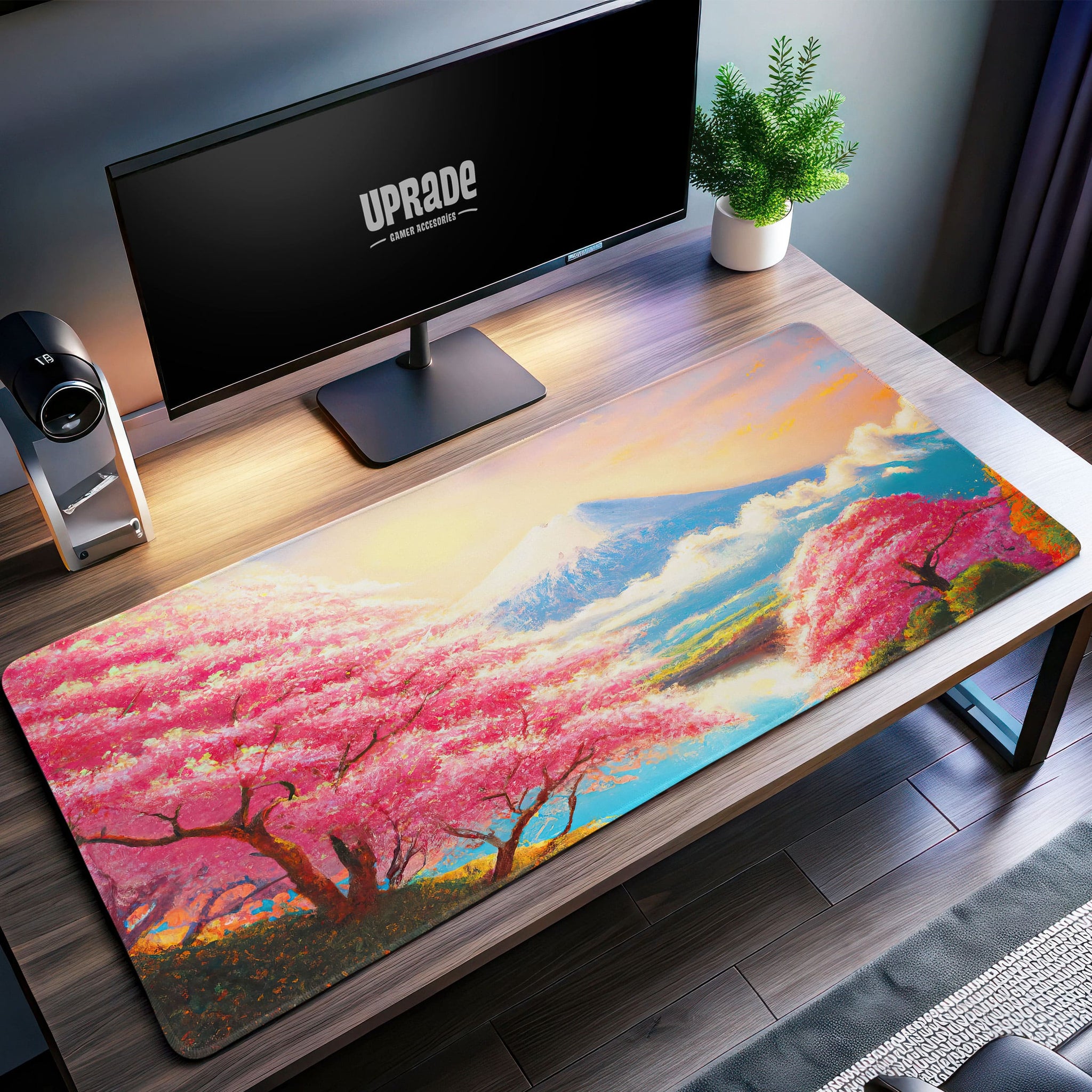 Cherry Blossom Landscape Desk Mat, Sakura Mouse Pad