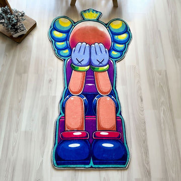 Multicolor KAWS Figure Soft Shaped Rug